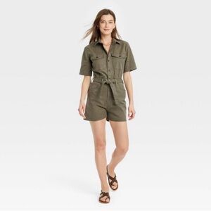 Universal Thread Denim Romper Army Green NWT Womens sz 2
